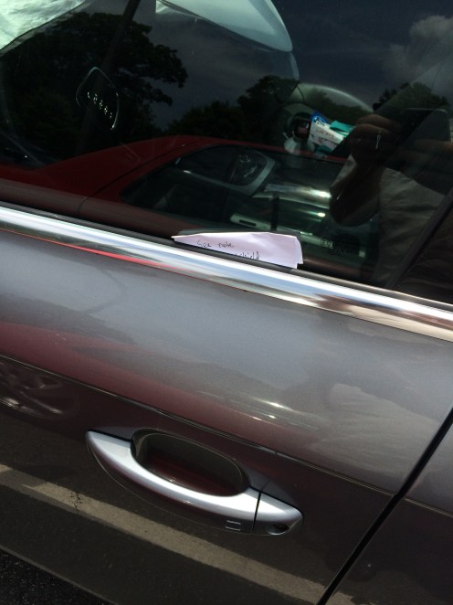 And a note in the driver's side door.