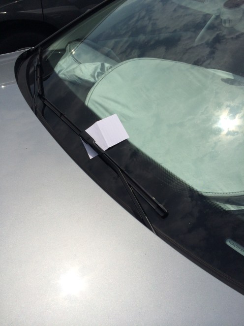 Note on the windshield.